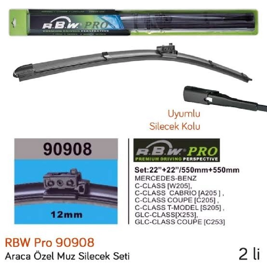 Silgi Paleti (2 Adet) 550 ve 550mm MUZ2 - M Benz: C-Class [W205] (2014 ve sonrası ) ? C-Class Cabrıo [A205] (2016 ve sonrası | OEM 90908
