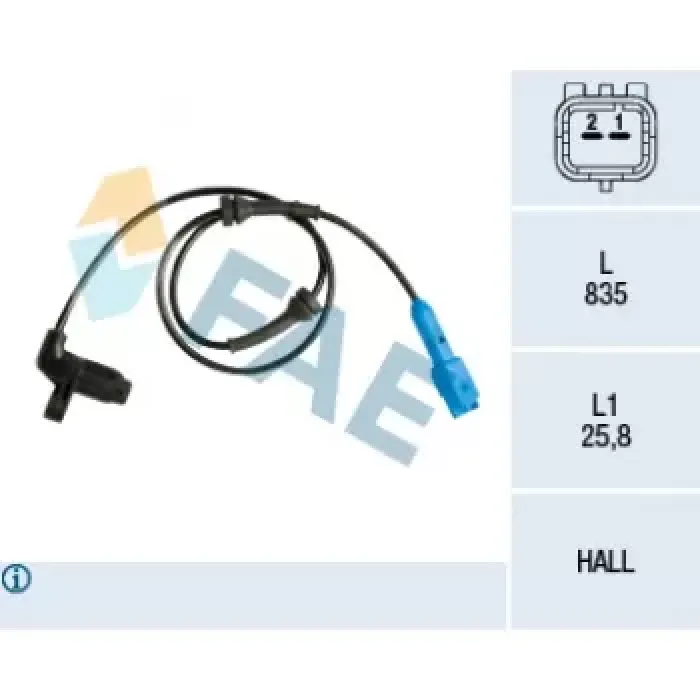 ABS Hiz Sensoru On Sag / Sol P206 P206+ (T3E) Boy:830MM | FAE 78140 | OEM 4545.99
