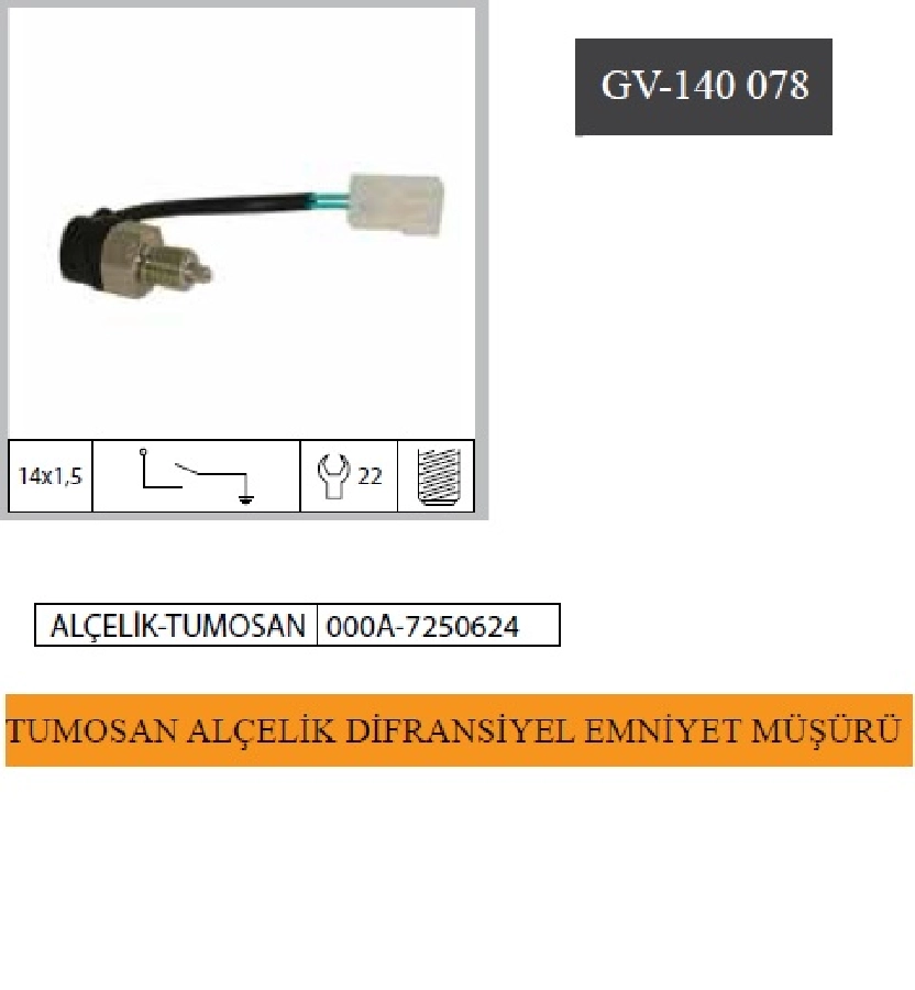 Vites Emniyet Müşürü Tumosan Alçelik 000A7250624 000A-7250624 | OEM GV-140078