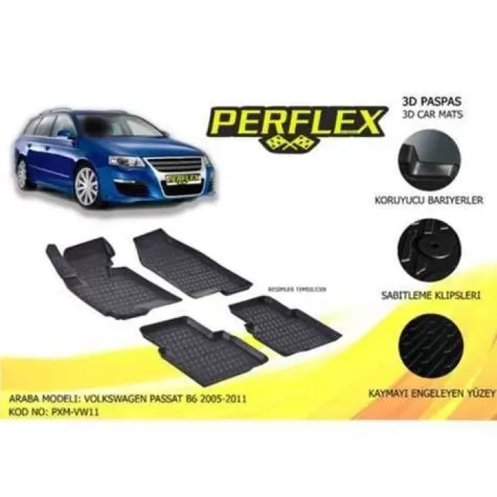 Paspas 3D Havuzlu 10-Mat Passat B6 2005-2011 | PERFLEX PXM-VW11