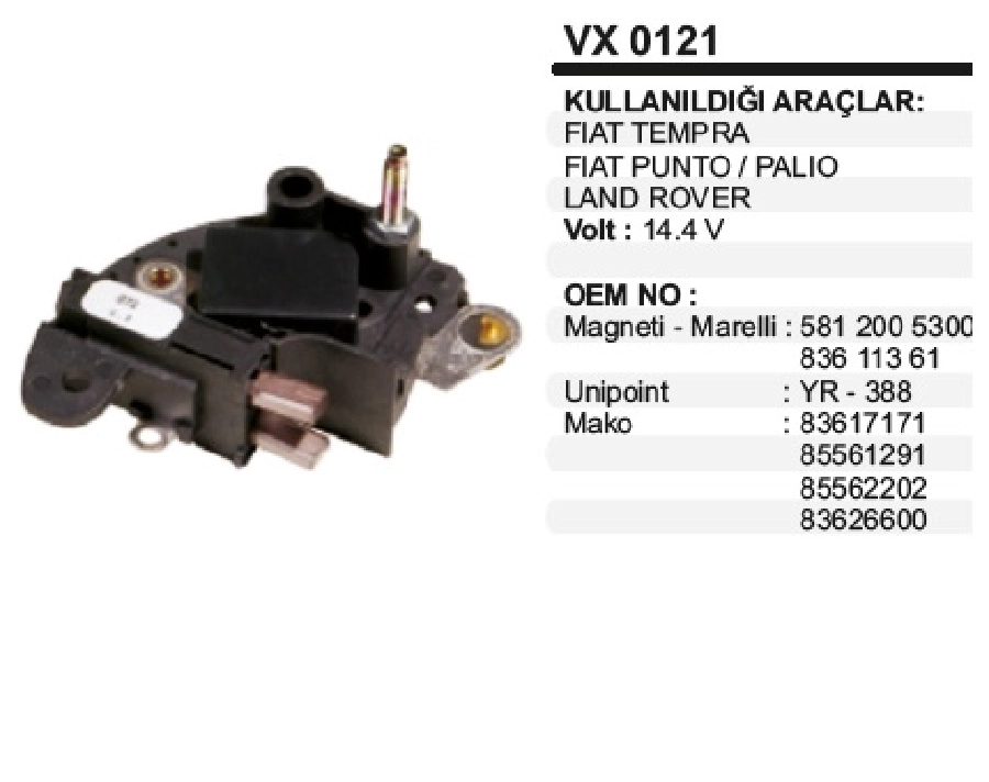 Konjektör 12V Land Rover - Fiat Punto 1,2 1993 - 1999 - Alfa 145 - 146 - 147 1996 ve sonrası SLX İe Doğan, Kar | OEM VX0121