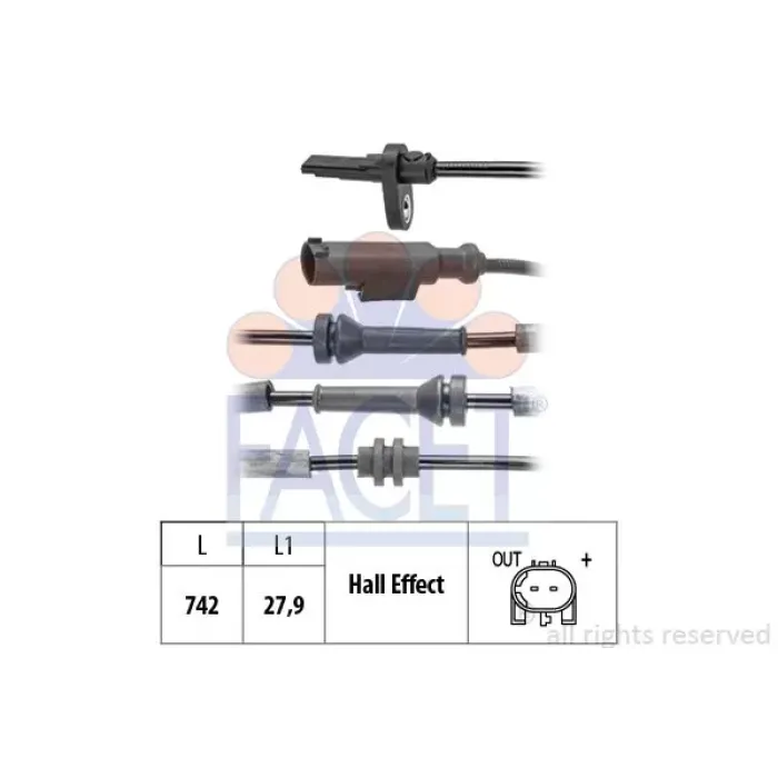 ABS Sensoru Arka Sag Sol Egea 15> | FACET 21.0253 | OEM 51986776
