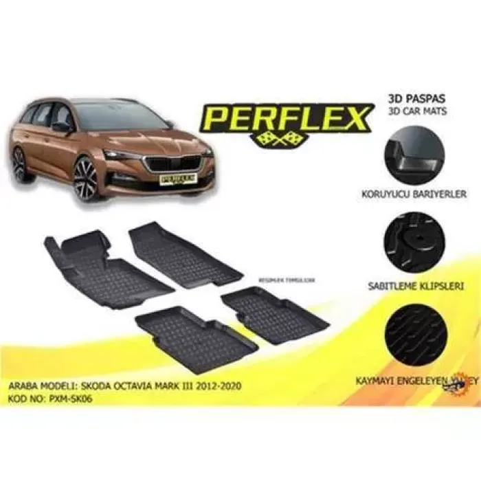 Paspas 3D Havuzlu 10-Mat Octavia 3 2012-2020 | PERFLEX PXM-SK06