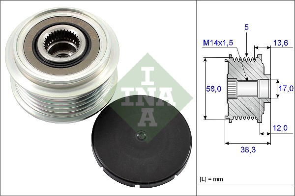 Alternator Kasnagi (Rulmanli) Toyota Avensis RAV4 2.0 D4D 01-09 (5 Kanal) | INA 535018410 | OEM 27060-27040 27060-27040 27415-27011 27415-27011