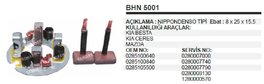 Marş Kömür Yuvası 12V Kia Besta, Ceres-Mazda | OEM BHN5001