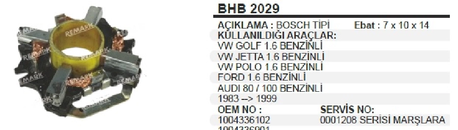 Marş Kömür Yuvası - VW Golf, Audi 80, Opel Ascona BSX149 | OEM BHB2029