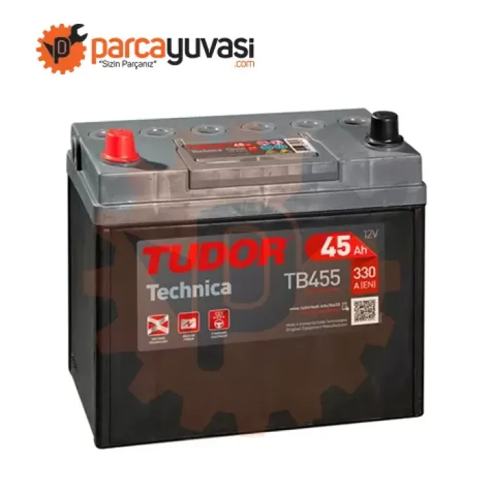 Aku 12V 45 Ah 330A B24 (237×127×227) Dar Ters Japon | TUDOR TB455