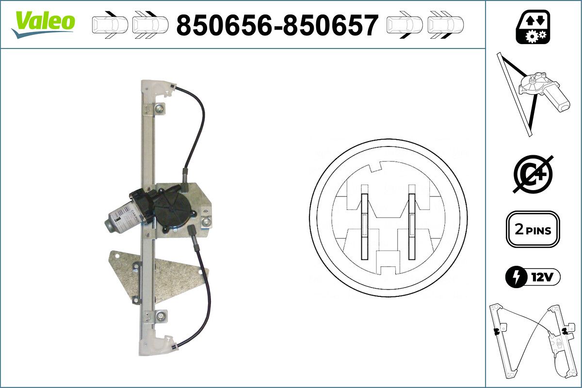 Cam Mekanizmasi (On) / (Sag) C1 / 107 / Aygo | VALEO 850657 | OEM 9222T6