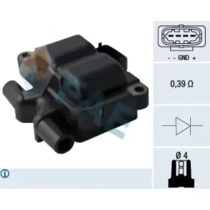 Atesleme Bobini Smart Fortwo Cabrio (450) 04>07 Roadster Coupe (452) 03>05 Cabrio (450) 01>04 | FAE 80293 | OEM A0001587703