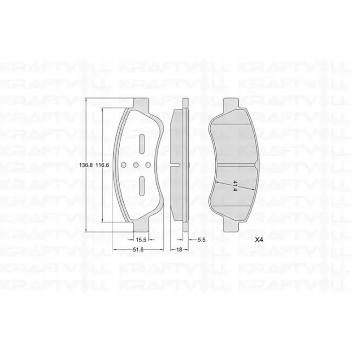 Fren Balatasi On Berlingo 2 Partner 2 P1007 C2 C3 2 C4 Xsara Picasso P207 C3 3 DS3 C3 Picasso P301 Celysee P208 P2008 C4 Cactus | KRAFTVOLL 07010030 | OEM 1610489680 1682206780