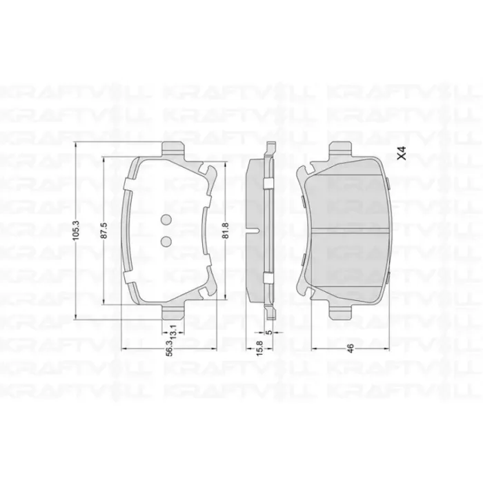 Arka Fren Balatasi A3 Tum Modeller 05 / 03> A4 Passat 1,6FSI / 1,9TDI / 2,0TDI 95>16 | KRAFTVOLL 07010026 | OEM 1K0698451D 1K0698451K 3C0698451B