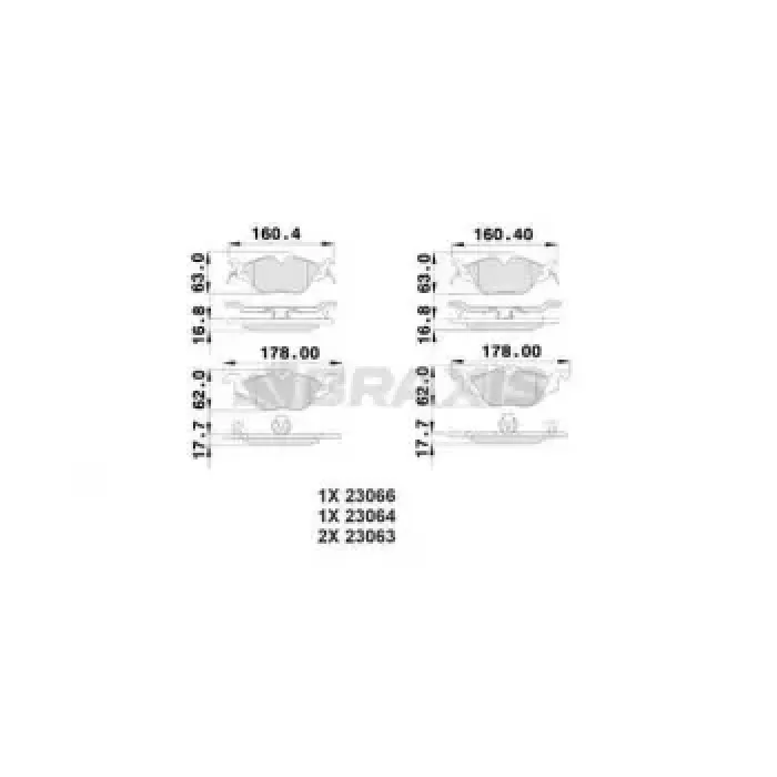 On Fren Balatasi Astra G Zafira A 98>10 | BRAXIS AB0015 | OEM 1605034 9195144 93184519 1605091