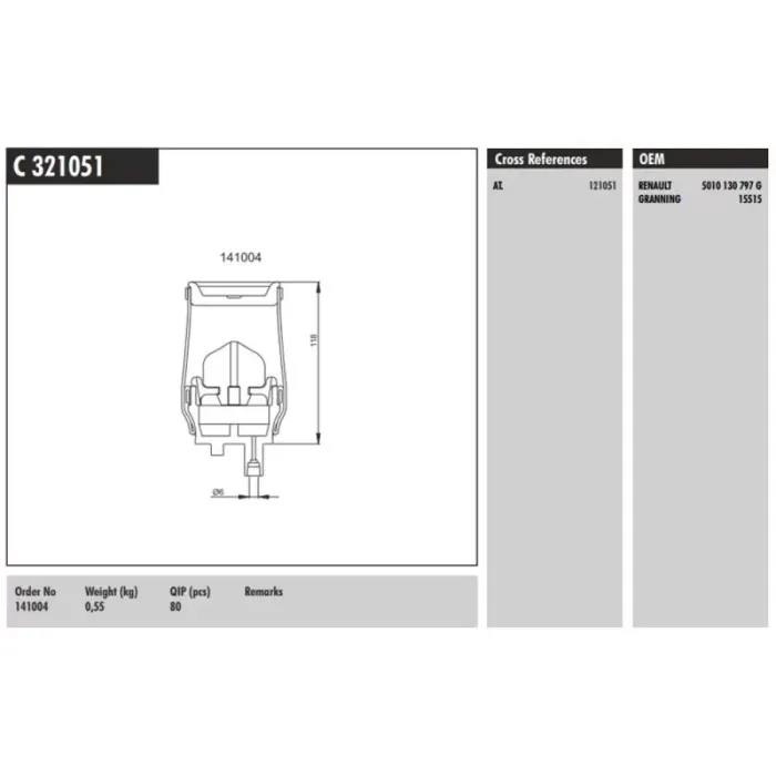 Kabin Korugu On Renault Premium-Kerax 370-410-420-450 05> Premium 430-460 06> 440-450 05> | CONNECT C 321051 | OEM 5010130797 20906196 21018C CB0075