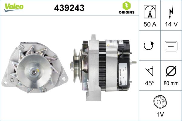 Alternator 12V 50A A13N293 | VALEO 439243 | OEM 7700349279