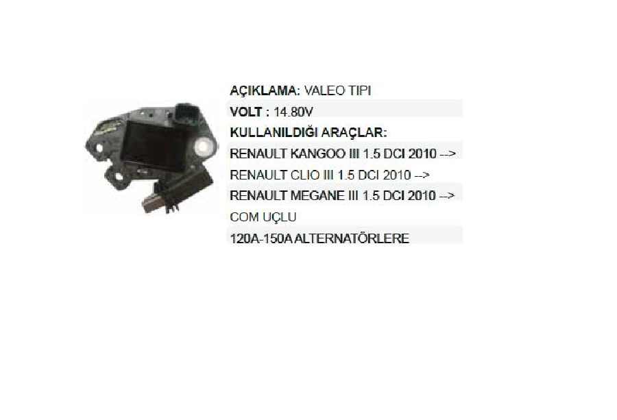 Konjektör 12V Valeo Tipi Scenic Kango, Clio, Fluance, , Megane 2-3, Land Rover Soketi Tek Fişli Com U | OEM 595253