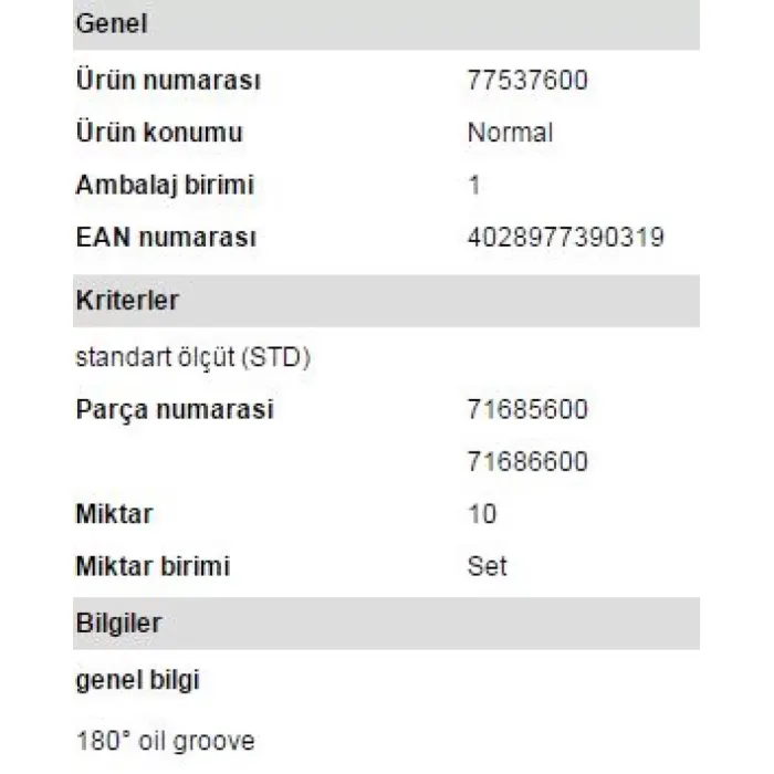 Ana Yatak Std (10 Adet) 1,6 / 1,8 / 2,0 Agn Agu Akl Aft Alt Amk Anb Apt Apu Apx Apy Aqa Arg Arm Arz Aum Awt Axa Bam Bgb Blr Blx Bly Bvy Bwa Byk Cdla Cdlc Adz Aeh Azl Bkv Blz Aeg Apk Azm Afy Aks Auz Awh (4 Silindir Icin) | GLYCO FH0845STD | OEM