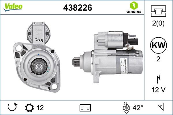 Mars Motoru 12V 12 Dis Golf VI Passat Transporter V 2,0 | VALEO 438226 | OEM 02M911024 02M911024 02M911024P 02M911024X 02M911024P 02M911024X