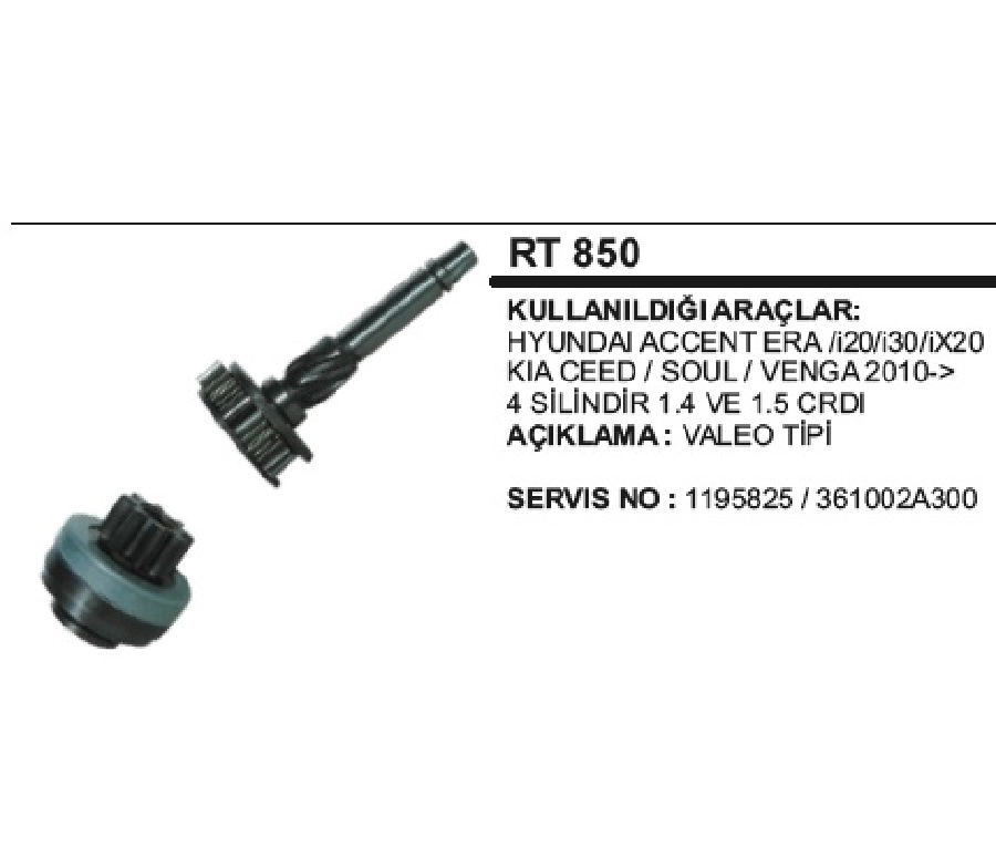 Rediksiyon Tamir Takımı Mil + Dişli 8D D Çapı:27,5mm Mitsubishi Tipi Hyundai İ10, İ20, İ30, Elantra CRDI Yeni Model*K | OEM RT850