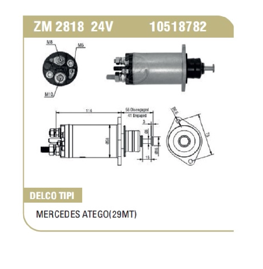 Marş Otom. Delco Tip 24V 29 Mt Mercedes Atego Axor | OEM ZM-2818