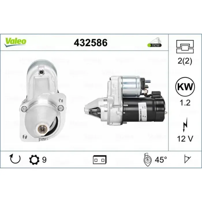 Mars Motoru 12V 9 Dis D6RA Bmw | VALEO 432586 | OEM 12411244606 12411244606 12411244670 12411244670