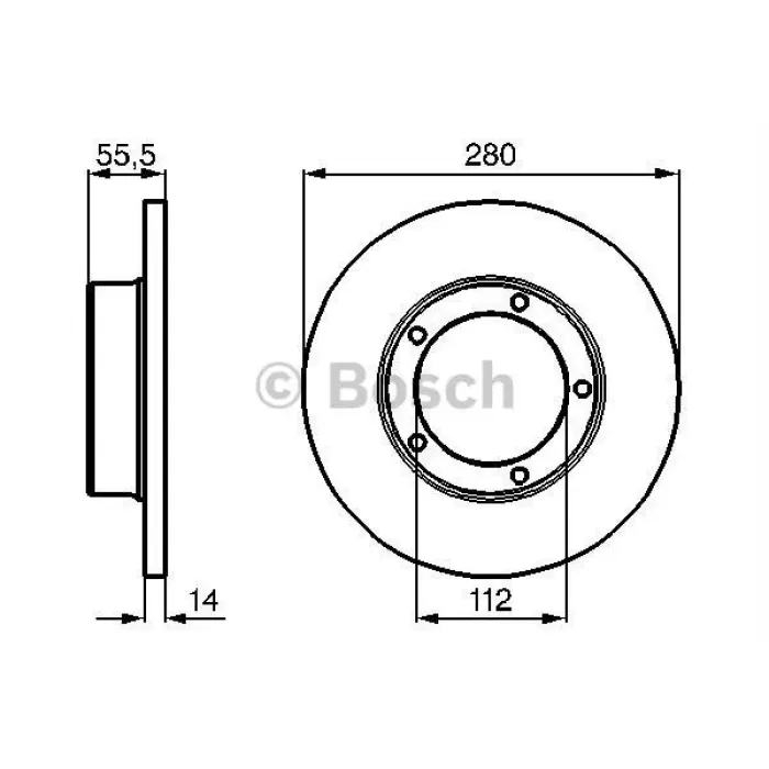 On Fren Disk Aynasi J9 Em Olcu: (Cap: 280MM, KALINLIK:14MM, Genislik: 55,5MM) | BOSCH 0986478770 | OEM 4246.B8 4246.B8 4246.69 4246.69