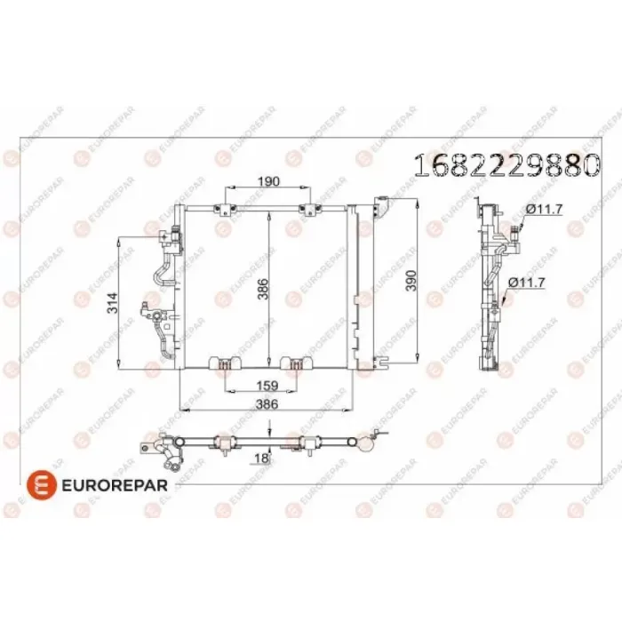 Klima Radyatoru Z13DTH Z17DTL Z19DT Astra H Zafira B | EUROREPAR 1682229880 | OEM 13129195 93178961 1682229880