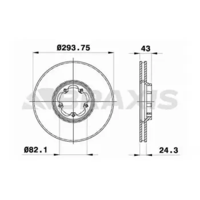 On Fren Disk Aynasi Transit V184 00>06 A.ceker Olcu: (294 X 43) | BRAXIS AE0080 | OEM 2C16 1125 AA 4494021 4494021