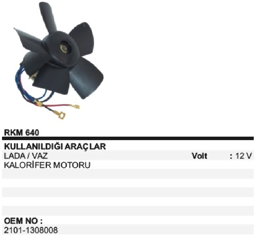 Kalorifer Mot. 12V Lada, Vaz 2101 | OEM RKM640