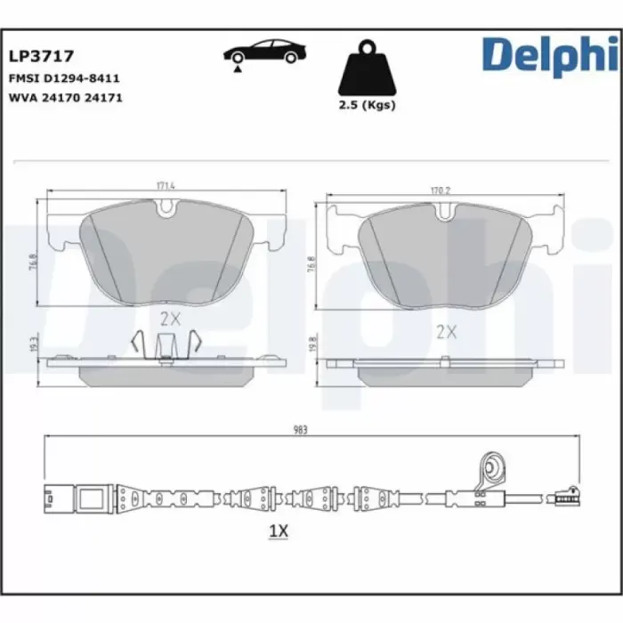 Fren Balatasi On BMW E70 E71 F15 F85 F16 F86 | DELPHI LP3717 | OEM 34116877653