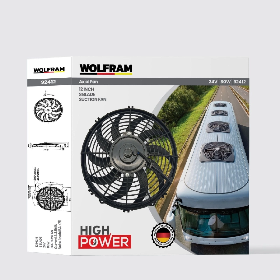 Aksiyel Fan 12 İnch S Kanat 24V 80W | OEM 92412