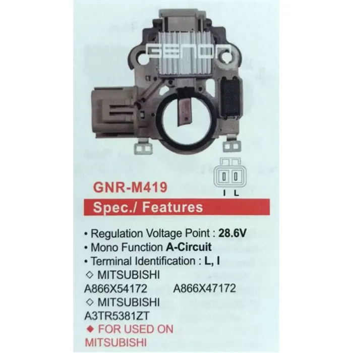 Alternator Konjektor Mitsubishi Tip 24V Mitsubishi (A866X54172 - A866X47172 - A3TR5381) (L,1) | GENON GNR-M419 | OEM VR-H2009-120 IM826