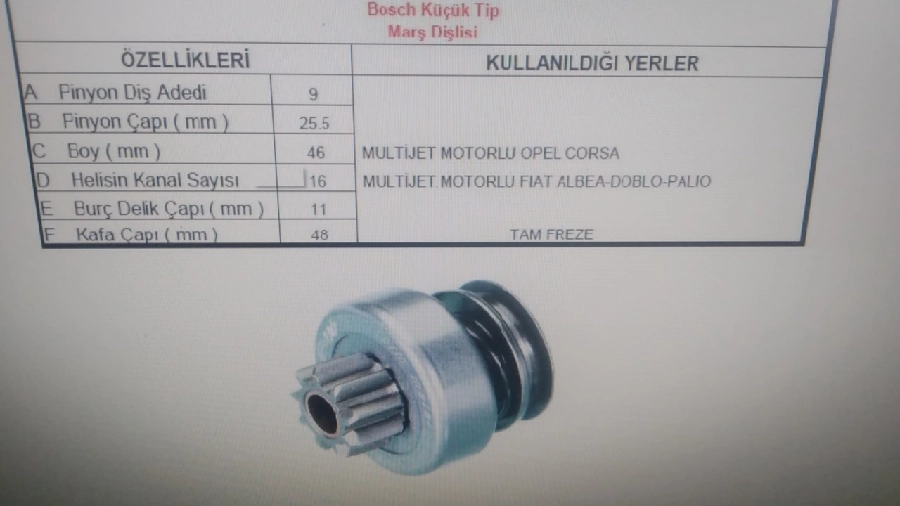 Marş Dişlisi 9 Dış Fiat Albea Doblo Opel Corsa Combo 1,3 M Jet Opel 16 Kanal (Fm 53602 Zen 1619 100 | OEM PRS-15807