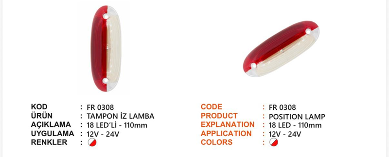 Fr Tampon İz Lamba 18 Ledli