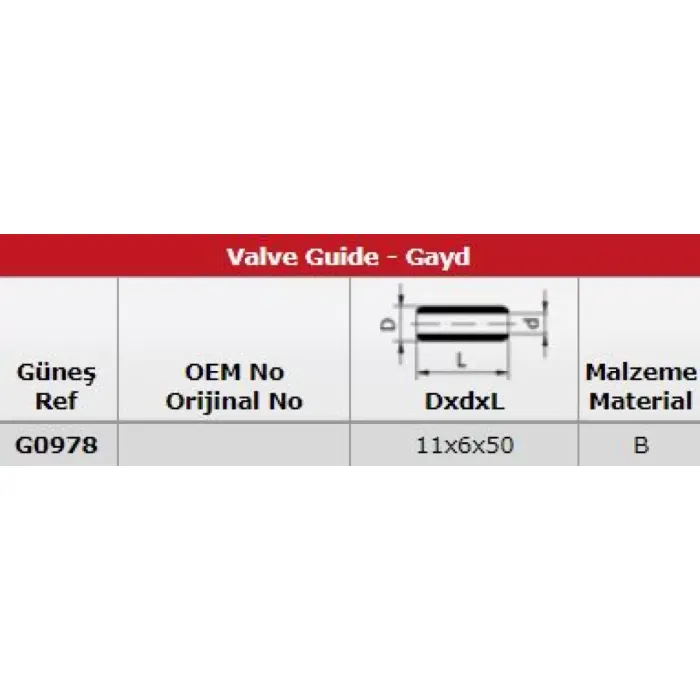 Subap Gaydi (In 8 Ex 8) Laguna 2,2 Master 2,5D 16V | GUNES G0978 | OEM 8200562080