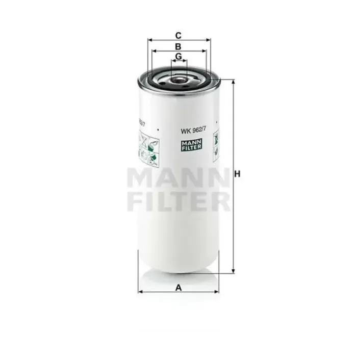 Yakit Filtresi Volvo FH12 420 93> FM12 460 98>08 | MANN WK962/7 | OEM 420799 4207999 8193841