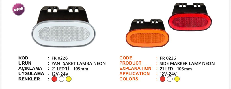 Fr Yan İşaret Lamba Neon 21 Ledli Braketli Kırmızı