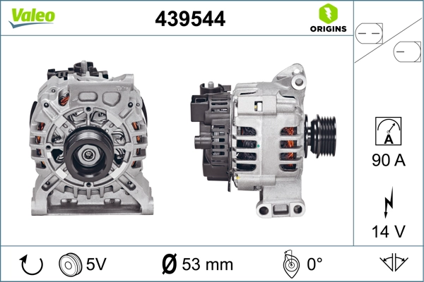 Alternator (14V 90A) A-Class W169 09>12 B-Class W245 08>11 | VALEO 439544 | OEM A2661540802