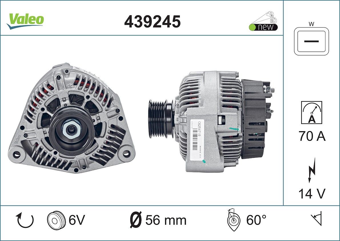 Alternator (14V 90A) 190 W201 82>88 W124 88>92 W202 93>00 W210 96>02 Sprinter 901>904 96>06 | VALEO 439245 | OEM A0111540402