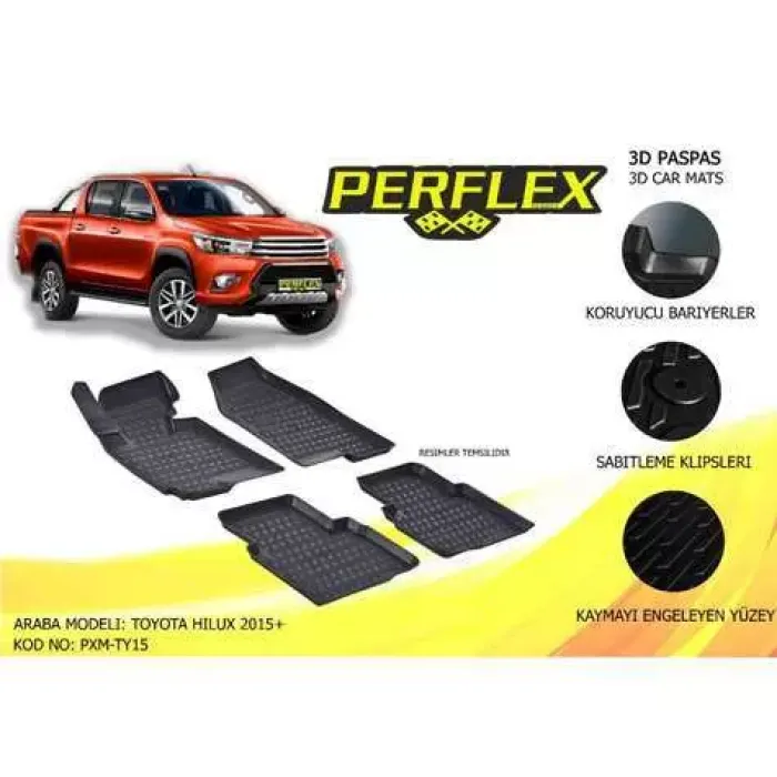 Paspas 3D Havuzlu 10-Mat Toyota Hilux 2015-> | PERFLEX PXM-TY15
