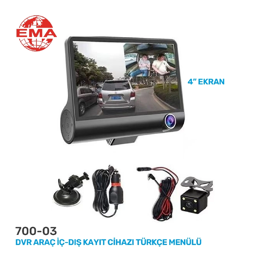 DVR Araç İç-Dış Kayıt Cihazı Türkçe Menülü | OEM 700-03