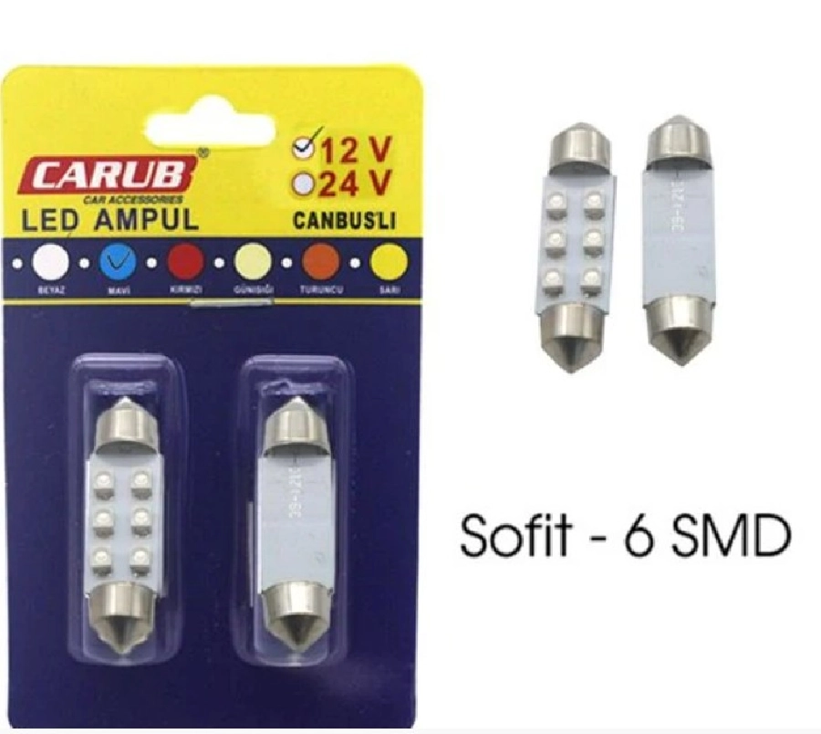 Ampul 12V 6LED Sofit 39MM Smd Mavi | OEM BR0402231