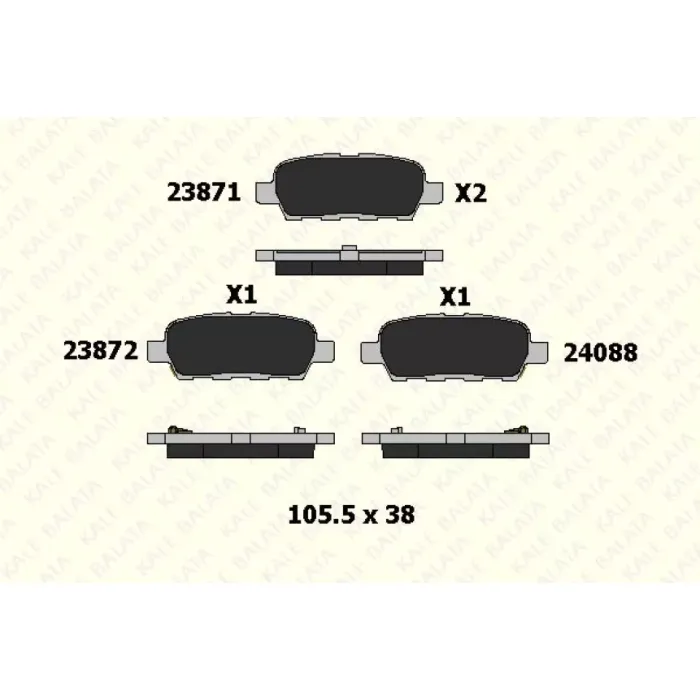 Arka Fren Balatasi Nissan Qashqai J10 07-13 Xtrail 07-13 Parthfinder 13-> Koleos 08-> Juke 10->SUZUKI Grand Vitara 08-> | KALE B 23871 138 05 ANS | OEM 440608H385 440608H385 44060AM485 WVA23814 44060AM485 WVA23814