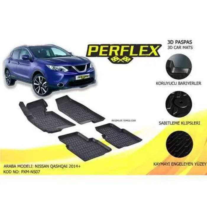 Paspas 3D Havuzlu 10-Mat Nissan Qashqai 2013-> J11 Kasa | PERFLEX PXM-NS07