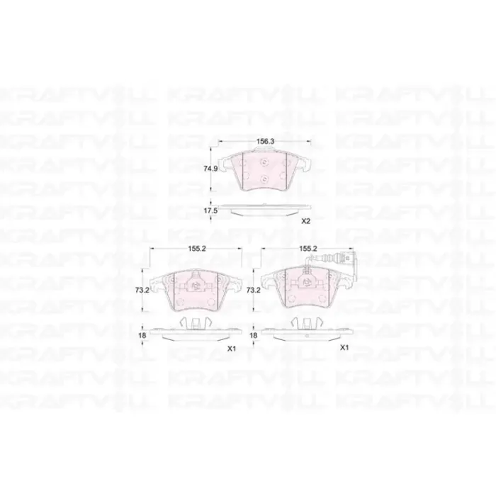On Fren Balatasi (17 Inc) / (Kablolu) Transporter T5 03>09 | KRAFTVOLL 07010324 | OEM 7H0698151A 7H0698151C