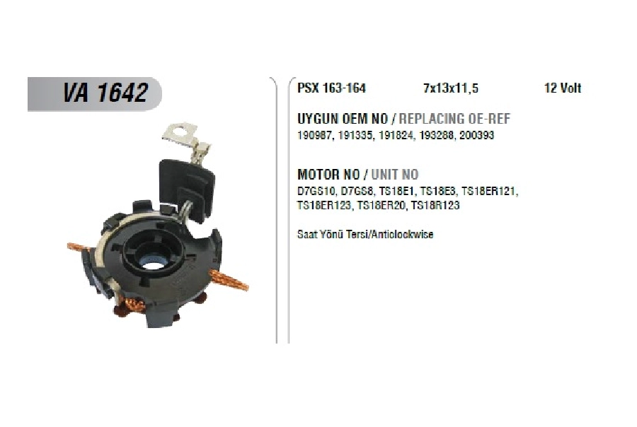 Marş Kömürü Yuvası VW Caddy Passat Ters Dönüş, D7G Marşlarda (Uygun Kömür:PSX163, 164) | OEM VA1642