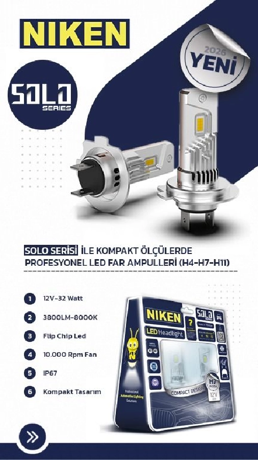 LED Far Ampülü (Takım) Solo Serisi H11 | OEM 0120080601