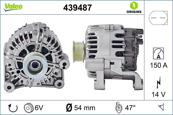 Alternator Sarj Dinamosu Bmw E46 E83 E53 12V 150A | VALEO 439487 | OEM 12317789980 12317789980 12317789983 12317789983