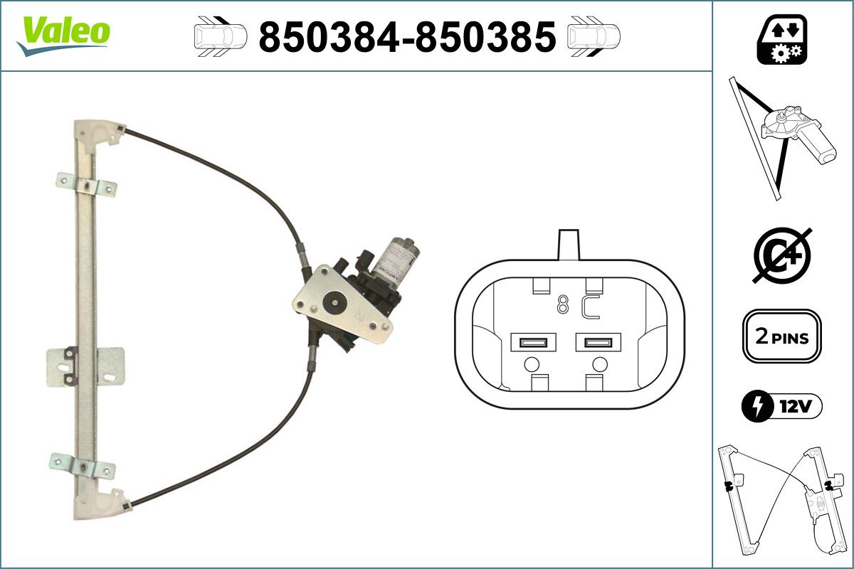 Cam Mekanizmasi Motorlu On Sol Toledo 92>99 | VALEO 850384 | OEM 1L0837401B