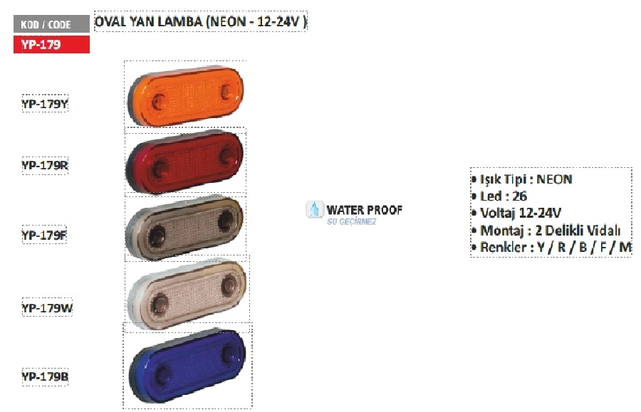 Oval Uzun Neon Yan Aydınlatma Beyaz | OEM YP179W