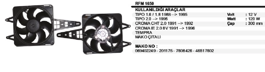Fan Motoru - Tempra Sx, Sxa-Tipo | OEM RFM1650